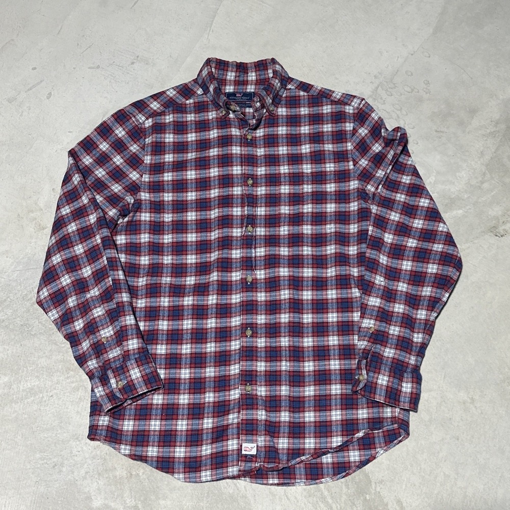 Vineyard Vines Flannel Shirt Men's SZ M Performance Slim Fit Murray Button Plaid